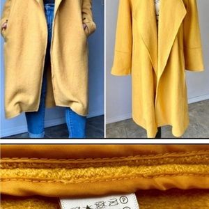 Tahari $340 NWT Duster Jacket Mustard Yellow Medium Wool